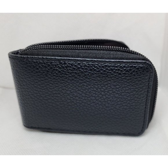 Black Mini Credit Card Case - Multi Card Slot Card Holder Wallet with ID Window - Picture 10 of 14